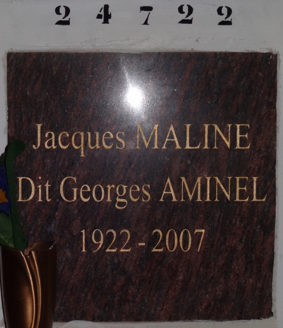 Lápide de AMINEL Jacques MALINE, dit Georges