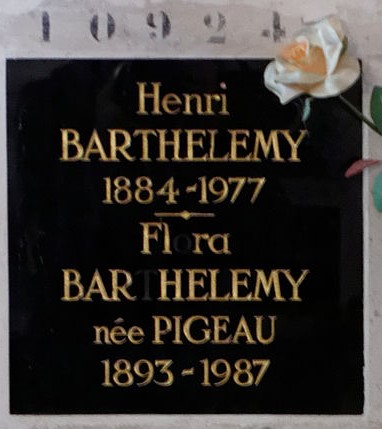 شاهدة قبر BARTHELEMY Henri