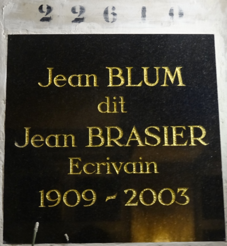 Stèle de BRASIER Jean BLUM, dit