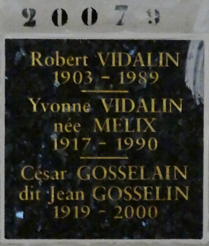 Stèle de VIDALIN Robert