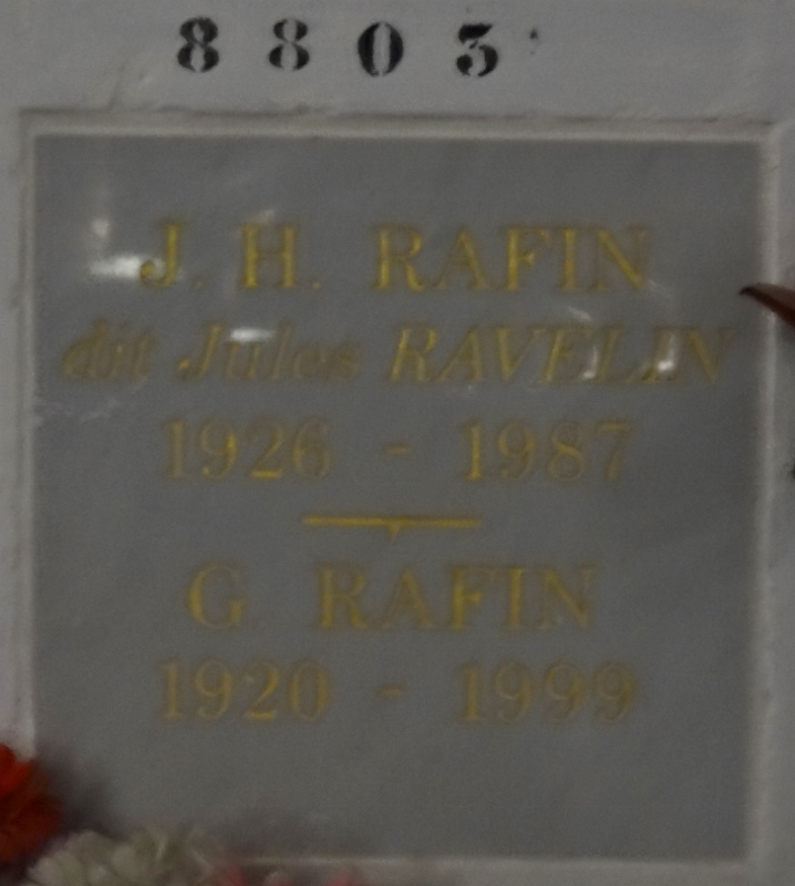 Lápide de RAVELIN Henri RAFIN, dit Jules