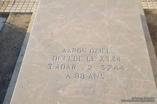 Tombstone of OZIEL Aaron