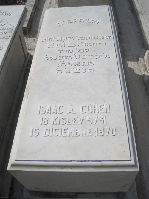 Tombstone of cohen isaac