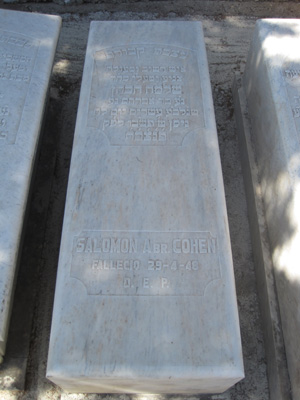 Grabstein von cohen salomon