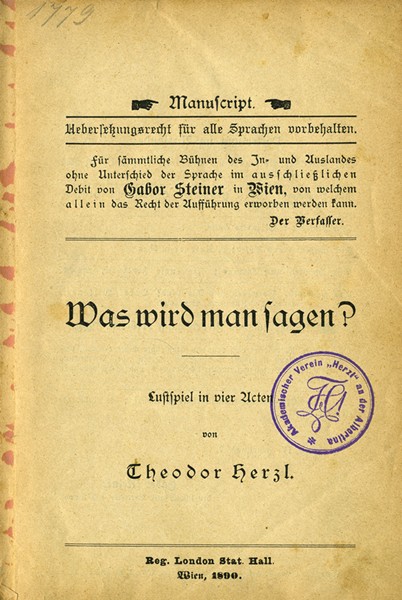 kedem-what-will-people-say-play-by-theodor-herzl-vienn-4 — vue 3 · Kedem Auction House Ltd., Jérusalem