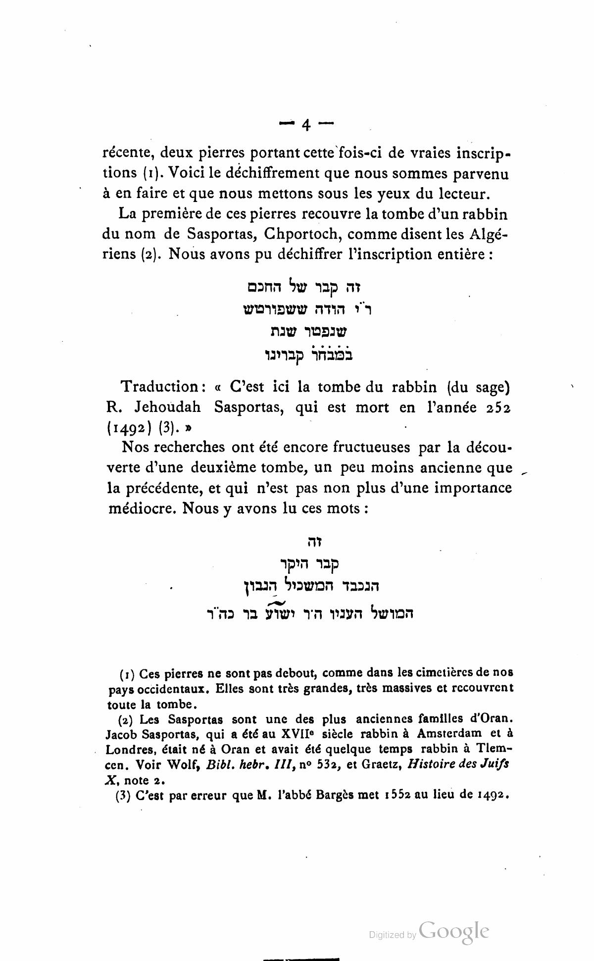 Le déchiffrement de l'épitaphe de R. Jehoudah Sasportas (1492)